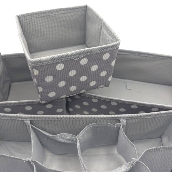 Gray Polka Dot Set Of 4 Rectangular Foldable Storage Organizers Drawer Dividers - Picture 2 of 5